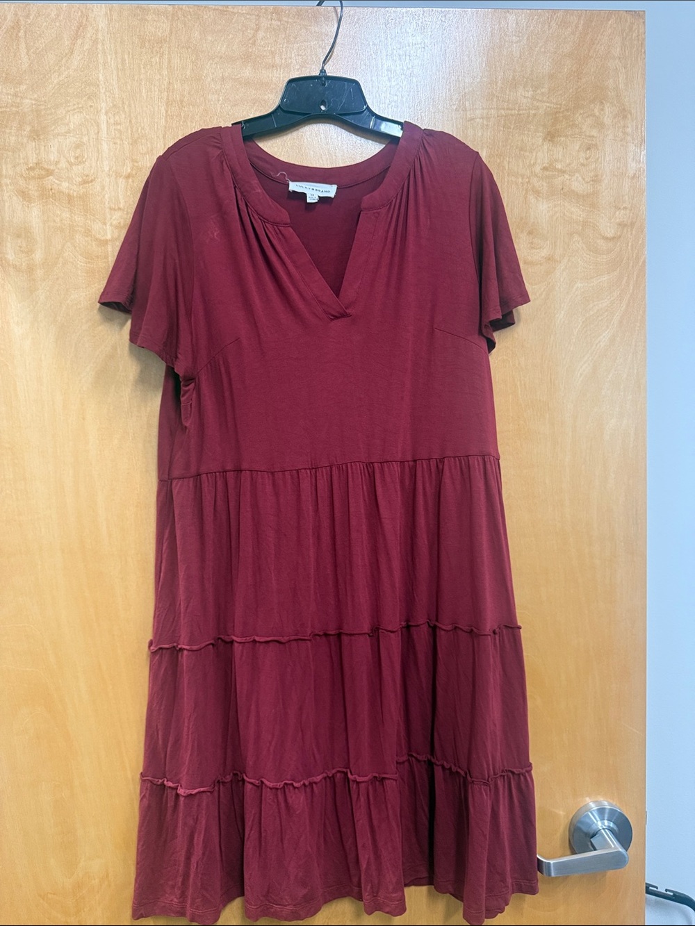 Lucky Brand Burgundy Tiered Midi Dress